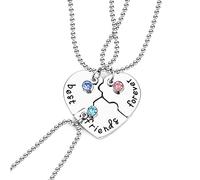 3 Pièces colliers BFF collier d'amitié pour toujours meilleurs amis pour filles cadeaux,Collier Best Friend Pendentif Coeur Briser Couple Puzzle d'anniversaire pendentif chaîne cadeaux