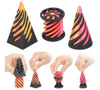 3 Pièces Cône Impossible 3D, Spirale Cone Fidget Toy, Spirale Fidget, Tourbillon 3D, cône Obilo, 3D Impossible Pyramid Pass Through Anxiety Relief Toy, pour Enfants et Adultes (Argent Bleu)