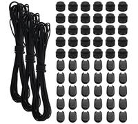 3 Pièces Cordon Élastique 10m en Caoutchouc 3mm Rond Avec 30 Arrêts et 30 Clips - Noir Pour Sac à Dos, Camping, Bagages, Lacets