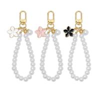 3 Pièces Cordon Téléphone Portable Perle, Bijoux de Téléphone Portable avec Perles et Cristaux, Bracelet Téléphone Portable pour Femme et Fille, Dragonne Téléphone Portable Courte Chic