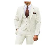 3 pièces Costumes for Hommes Coupe ajustée marié Smoking de Mariage Homme garçons d'honneur Costume fête Formelle mâle(Ivory,XS (EU 44))
