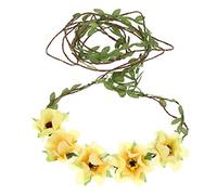 3 Pièces Couronne De Marguerite Bandeau Rouge Bande De Cheveux Fleurs Artificielles D'hortensia Couronne De Feuilles -tête Guirlande Est Venu Floral En Tissu Yellow FRCOLOR