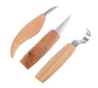 3 Pièces Couteau de Sculpture sur Bois en Acier au Carbone | Bois de Chêne et Acier Chrome-vanadium, Prise Confortable, pour Cuillères, Tasses, Atelier et Pratique
