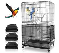 3 Pièces Couverture de Cage à Oiseaux,Extra Large Attrape-Graine 300cm,Housse de Cage à Oiseaux Réglable,Housse pour Cage Oiseaux Maille,Housse Cage Oiseau pour Cages à Oiseaux Attrape Graine