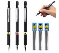 3 Pièces Criterium 0.3,Critérium 0.5,Criterium 0.7,Porte Mine 0.5,Mine Criterium 0.7,Porte Mines,Avec 3 Tubes (36 Pièces) De Recharges Hb,Pour Dessin, Esquisse, Illustration, Architecture Et Écriture