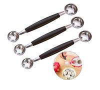 3 Pièces Cuillère à Boule Double Face, Double Boule à Melon Cuillère à Creuser Double Face en Acier Inoxydable Ronde Cuillère Parisienne de Melon 2 en 1 Idéale pour Crème Glacée et Pastèque(Noir)
