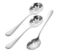 3 Pièces Cuillère de Service Ajourée en Acier Inoxydable | Drainage Facile des Liquides, Réutilisable et Simple à Nettoyer, Style Sobre pour Repas Familiaux