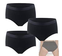 3 Pièces Culotte D'incontinence Urinaire Lavable avec Zone Absorbante Anti-Fuite pour Femmes Culotte Menstruelle Femmes sous-Vêtements Coton sous-vêtements Slip,XL,Black