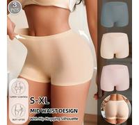 3 pièces Culottes boyshort taille mi-haute pour femmes, douces pour un usage quotidien, anti-exposition, ceinture sans roulement, coupe flatteuse, design invisible L,M,S,XLUnicoloreTissu tricoté