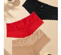 3 pièces Culottes en dentelle sexy à taille mi-haute imprimé léopard, confortables et respirantes. Légèrement petites, veuillez commander une taille au-dessus. L,M,S,XLNoël,BaroqueÉtoffe