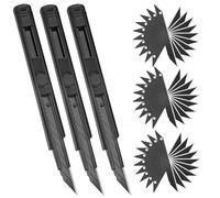 3 Pièces Cutter 9mm avec 30 Pcs Lame Cutter en Acier Inoxydable 30° à Rupture Rapide, Cutters Rétractable, Art Cutters Polyvalent pour le Papier, le Carton, le Tissé, le Plastique et Bien Plus Encore