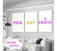 3 pièces d'affiche photo personnalisée avec cadre DIY ou sans cadre pour la décoration de la chambre, 3 pièces de canevas photo personnalisée comme cadeau idéal pour la fête des pères/mères, la remise