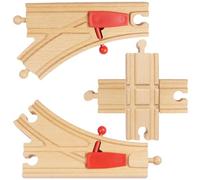 3 Pièces d'Aiguillages pour Circuit Train Bois - Accessoire Compatible Train en Bois Enfant Dès 3 Ans - Kit d'Extension Classique