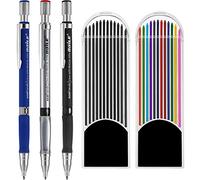 3 Pièces de 2,0 mm Crayon Mécanique avec 2 Étuis Recharges de Plomb, Recharges Couleur et Noir pour Projet de Dessin, l'Écriture, la Fabrication, le Dessin Artistique