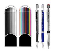 3 Pièces de 2,0 mm Crayon Mécanique avec 2 Étuis Recharges de Plomb, Recharges Couleur et Noir pour Projet de Dessin, l'Écriture, la Fabrication, le Dessin Artistique