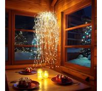 3 pièces de 2M 200 LED cascade chaîne de lumière avec l'électricité, minuterie, 8 modes IP65 imperméable à l'eau décoratifs suspensions de mariage balcon chambre mur décoration intérieure