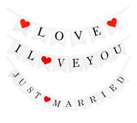 3 pièces de bannières de machaon de mariage, fleurs de mariage, bannières d'amour romantique, banderoles de mariage, bannières de fête de mariage, accessoires de décoration de site de mariage