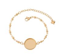 3 pièces de bases de bracelets à chaîne perlée en acier inoxydable, compatibles avec les cabochons de 16 mm, pour la création de bijoux plain steel