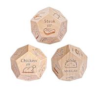 3 Pièces De Dés De Nourriture À 12 Faces, Dés De Décision en Bois Créatif, Puzzle De Repos, Réutilisable, Petit Cadeau Amusant.