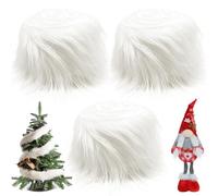 3 pièces de fourrure synthétique blanche, 5 x 150 cm, tissu en fourrure synthétique moelleux, bricolage fourrure synthétique poilu bandes prédécoupées pour barbe de gnome, décoration, cheveux de père