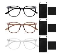3 pièces de lunettes anti-lumière bleue avec chiffon de nettoyage et sac de transport, lunettes anti-éblouissantes et anti-lumière bleue, verres filtrants (noir, transparent, marron)