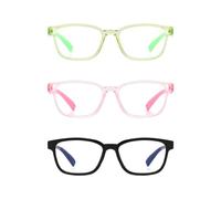 3 pièces de lunettes pour enfants, lunettes anti-lumière bleue, lunettes pour enfants à la mode, lunettes anti-fatigue oculaire, lunettes de radioprotection pour étudier ou jouer (rose, vert, noir)