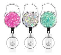 3 pièces de porte-badges rétractables avec mousqueton lourd, porte-badge FadyRaye avec rouleau de clé rétractable avec clip de ceinture pour infirmière enseignante [Corde en nylon de 65 cm