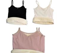 3 Pièces Débardeur Cami sous-Vêtements Doublé en Polaire pour Femmes, Débardeur Cami Doublé en Polaire sans Manches Thermique pour Femme, Noir, Blanc, Rose, M