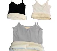 3 Pièces Débardeur Cami sous-Vêtements Doublé en Polaire pour Femmes, Débardeur Cami Doublé en Polaire sans Manches Thermique pour Femme, Noir, Blanc, Gris, S