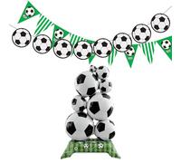 3 Pièces Décor Football, 1x Décoratifs Ballon Géant Debout en aluminium 150 x 83 cm, 2 x Bannières pour Fête Thème Football, Pour les fans de football, Fournitures de fête à Thème