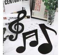 3 pièces Décoration murale en bois Clé de sol noire, Œuvre murale en notes de musique, Suspensions murales en notes de musique en bois, Décorations de fête musicales, Convient pour les pièces de la ma