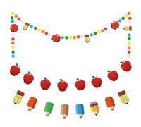 3 pièces décorations de rentrée Scolaire, décor de Classe Retour à l'école Boule de Feutre Pomme Crayon décoration de Salle de Classe Mignonne bannière Suspendue colorée décorations de rentrée(8.2ft)