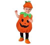 3 Pièces Deguisement Halloween Bebe, Deguisement Citrouille Bebe, Déguisement Halloween Bébé Fille Garçon Cosplay, Costume Citrouille à Capuche et Pantalon Rayé pour Enfants de 6 Mois/24 Mois/9 Ans