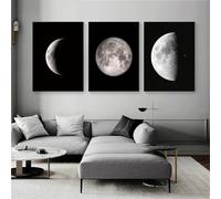 3 Pièces Des Images Murales,Affiche et Impressions Abstraites sur Toile Représentant Une Éclipse Lunaire Art Mural Nordique pour Salon Bureau Décoration D'Intérieur-60*70cm(24*27pouces)sans cadre
