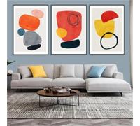 3 Pièces Des Images Murales,Peinture sur Toile Géométrique Abstraite Moderne Affiche Nordique Colorée et Minimaliste Art Mural Décoration pour Salon Maison Bureau-60*70cm(24*27pouces)sans cadre