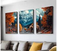 3 Pièces Diamond Painting Arbre Chaîne de montagnes Diamond Painting Adulte, DIY 5D Point de Croix Broderie Diamant Kit Comple, Loisirs Créatifs Adultes, Tableau Decoration Murale 20x30cm t9n-548