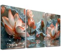 3 Pièces Diamond Painting Fleur 40x50 cm Kit Broderie Diamant, Kit de Peinture Diamant Adulte Lotus, DIY Diamond Painting Adulte pour Loisirs Créatifs Adultes, pour Decoration Murale, Cadeaux, A-30