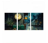3 Pièces Diamond Painting Gare Peinture Diamant Adulte, Diamant Painting Kit Complet Valise Peinture Numero Artisanat Strass Point de Croix pour Adultes 60x90cm*3 Tableau Decoration Murale HXZH-2495