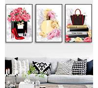 3 Pièces Diamond Painting Strass Complet, 5D Diamant Peinture Nombre Kits DIY Diamant Kit Pour Adultes Point Croix Toolkit Broderie Arts Artisanat, Maison Décor Murale Parfum Rouge à Lèvres 30x40cm