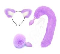 3 pièces différentes accessoires, queue d'animal accessoires de jeu de rôle pour les femmes hommes couple (violet).