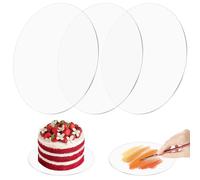 3 Pièces Disque Gateau Acrylique Patisserie 18cm Rond Disque De Gâteau Transparent Cake Board Réutilisables Non Adhésives, 2mm Acrylique Cercle Disque pour Cadres Photo,Présentoirs à Gâteaux