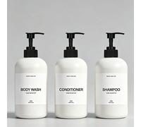 3 pièces Distributeur de shampoing 500 ml, bouteilles de shampoing et d'après-shampoing rechargeables, bouteilles de shampoing modernes pour savon de douche, ensemble de distributeur de shampoing, d'a