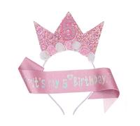 3 Pièces Echarpe Anniversaire Couronne Princesse Birthday Girl Couronne Princesse Enfant Diademe Enfant Decoration Anniversaire Fille Parfait pour FêTes D'Anniversaire DéCorations(5 Ans)