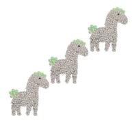 3 Pièces Écusson Brodé Cheval Argenté Thermocollant | Broderie Perlée, Plastique et Strass, Motif Cheval, Décoratif, Résistant au Lavage, pour Vêtements