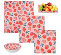 3 Pièces Emballage Alimentaire Réutilisable en Cire Dabeille, Lot de 3 Formats, Bee Wrap Alimentaire Rouleau Sans Plastique Emballages en Coton Biologique pour Fruits, Pain, Fromage (S, M, L)