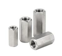 3 pièces en acier inoxydable 304 filetage gauche droit hexagone extension longue tige allongée connecteur manchon de Joint écrou d'accouplement tubulaire M3 ~ M16(M10x80xS16mm)