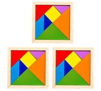 3 Pièces en Bois Tangram Puzzle Cerveau Teaser, Drôle De Puzzle De Tétris en Bois pour Les, Jeu De Tangram Éducatif Coloré Créatif, Jouet d'apprentissage Interactif Portable Filles