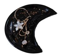 3 pièces en céramique forme de lune petit plat à bijoux boucles d'oreilles collier anneau assiettes de rangement fruits Dessert affichage bol plateau de décoration Pour Table D'entrée Décor(Black)