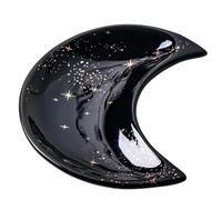 3 pièces en céramique forme de lune petit plat à bijoux boucles d'oreilles collier anneau assiettes de rangement fruits Dessert affichage bol plateau de décoration Pour Table D'entrée Décor(Black2)