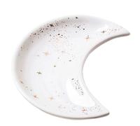 3 pièces en céramique forme de lune petit plat à bijoux boucles d'oreilles collier anneau assiettes de rangement fruits Dessert affichage bol plateau de décoration Pour Table D'entrée Décor(White2)